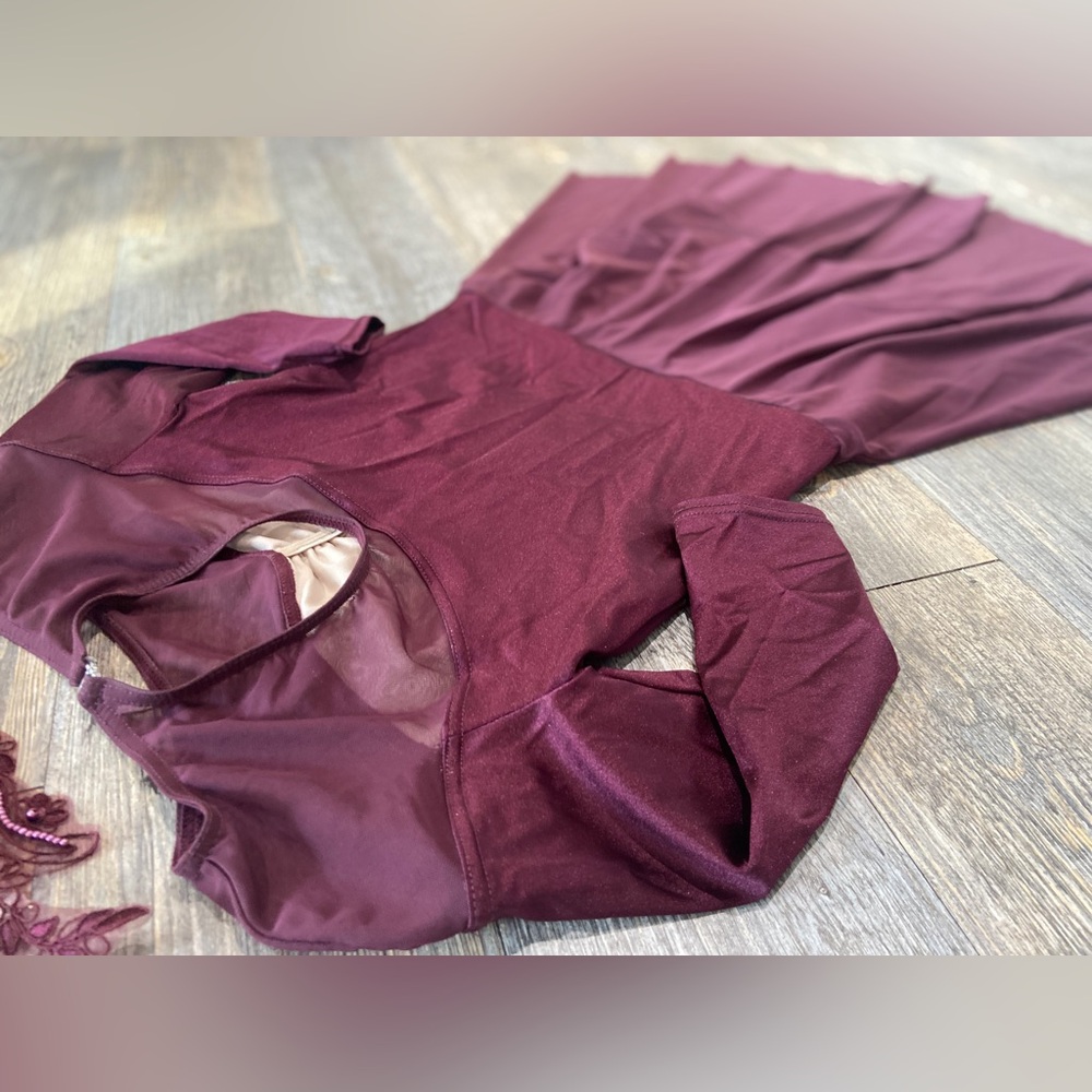 Weissman 14663 Dance Costume A Million Dreams Burgundy Ballet W/ Hair Piece XLC - Picture 5 of 11